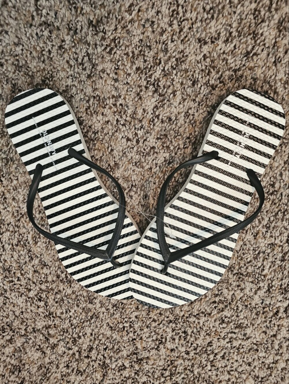 Old Navy Black & White Striped Flip Flops